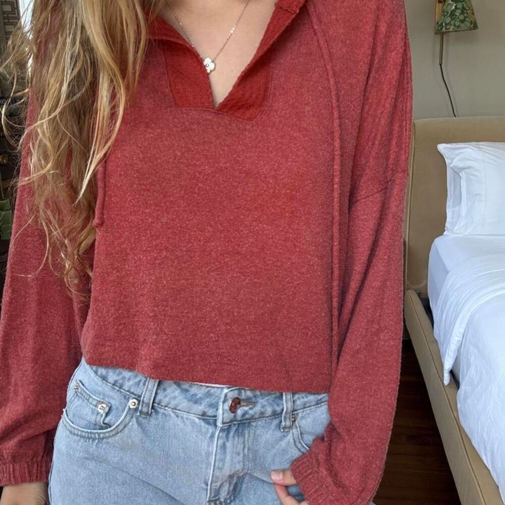 Project-social-t Women's Red and Burgundy Hoodie